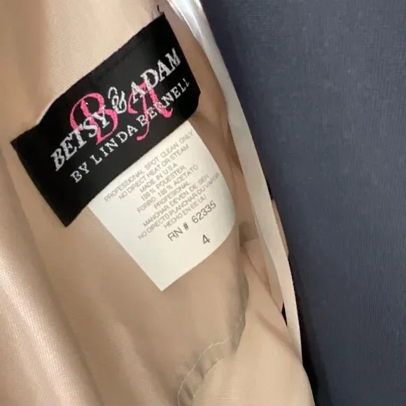 Vintage Betsy & Adam Evening Gown sz. 4 Formal Sheath Cowl Neck Tan Glitter USA - Picture 5 of 14